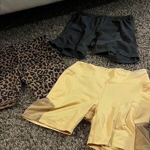 PINK Victoria's Secret Yellow, Black, and Leopard Bike Shorts (set of 3)